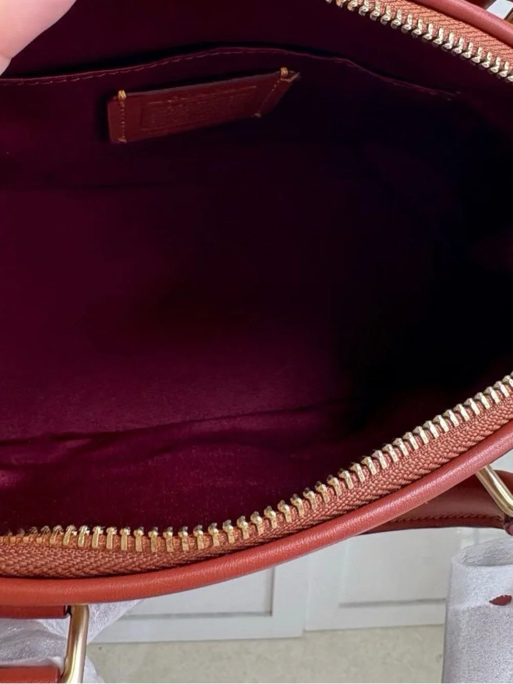 Coach Brown/Tan Signature Dome Satchel with Chestnut Trim